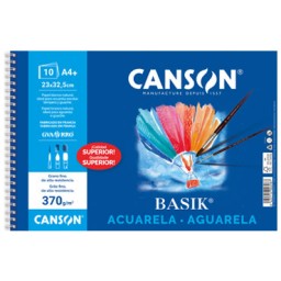 Cuaderno de acuarela y témpera A4+ 10HJ sin recuadro Basik Canson C200400698