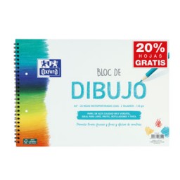 Bloc de dibujo A4+ 20hj sin recuadro con taladros Oxford 100148235