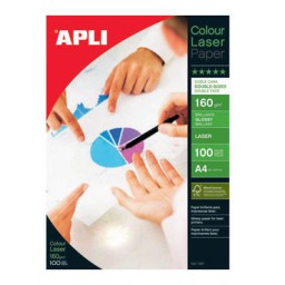 Papel láser glossy 160 g/m² 2 caras 100HJ Din A-4 Apli 11817