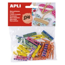 20 minipinzas madera decorada 35x7 Apli 13480