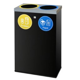 Papelera reciclaje P-72 negra Cilindro P72-NE