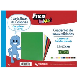 Bloc 10 cartulinas colores surtidos 24x35 cm. Fixo Kids 00072599