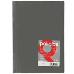 Carpeta 30 fundas Poliplás Folio gris Grafoplás 01470071