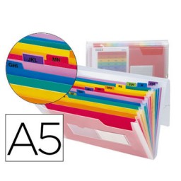 Archivador fuelle Din A-5 PP transparente con asa Liderpapel 50381