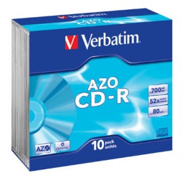 10 CD-R 700MB 80MIN 52X SLIM Verbatim 43415